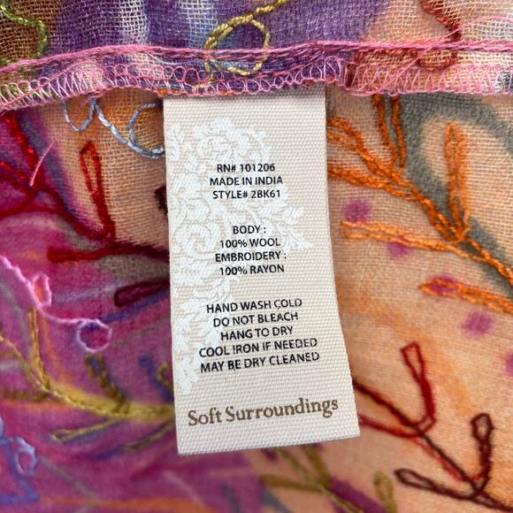 Soft Surroundings Lagenlook Paisley Wool Embroidered Kimono Artsy Boho S/M NWT - Picture 8 of 9